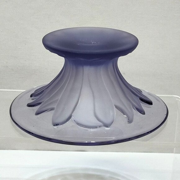 Viking Glass Co. Purple Art Deco Frosted Flower Pedestal Bowl Handmade USA VTG - Picture 7 of 9